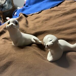 Ceramic Baby Seal Figurines - White
